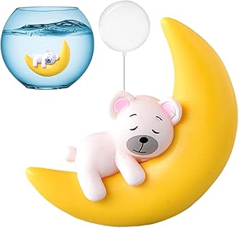 Amazon.co.jp: アクアリウム 水槽 オブジェ 月と熊/ウサギ 装飾